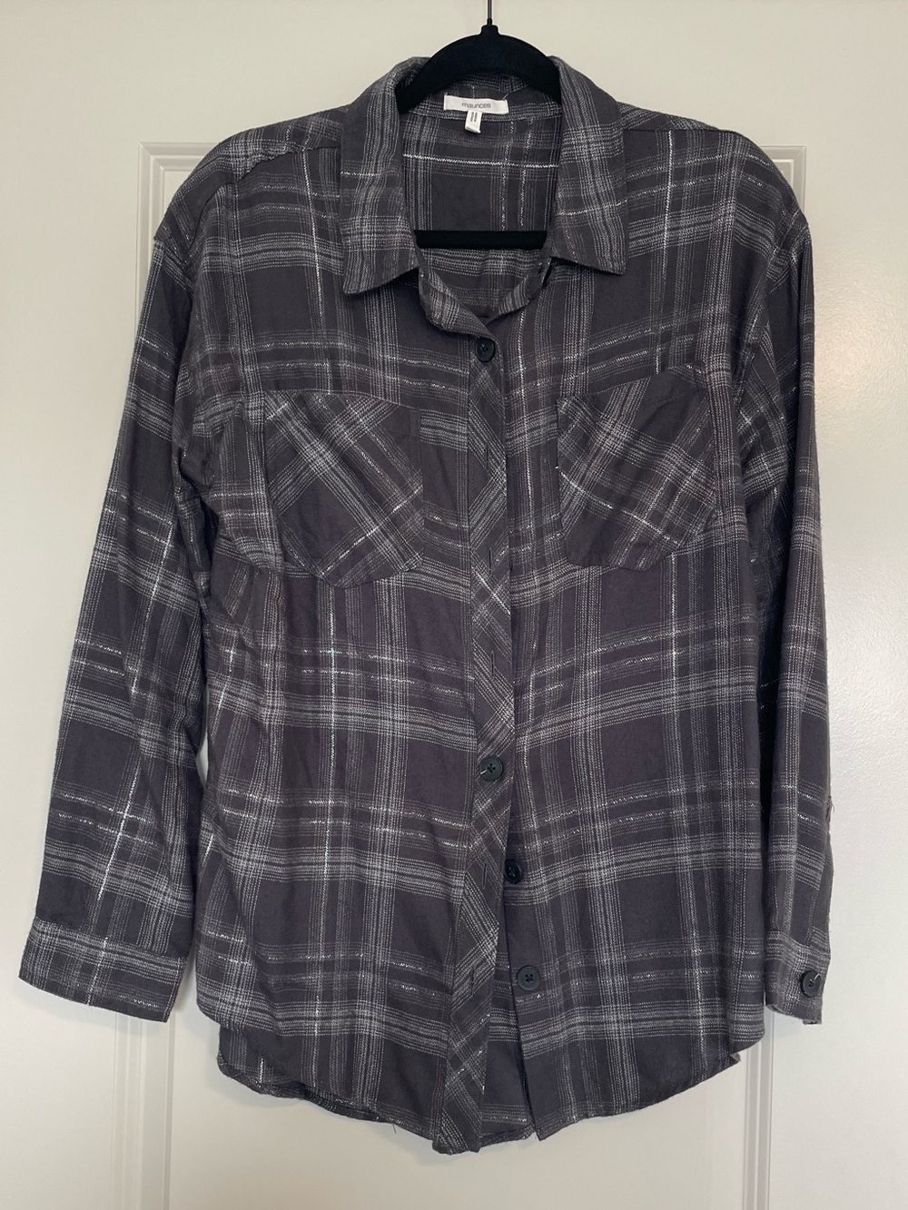 Maurices Charcoal Plaid Button-Up Shirt